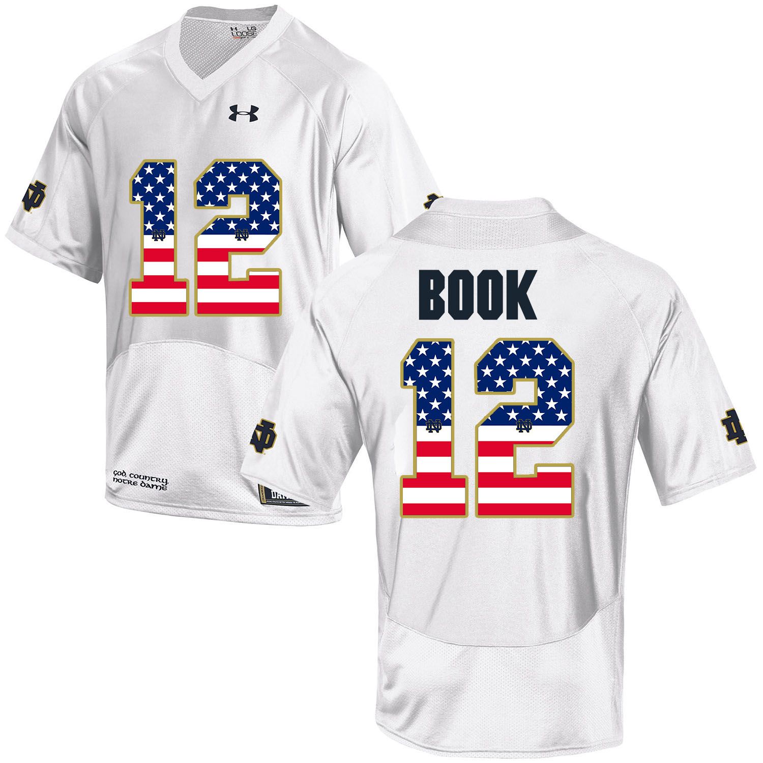 Men Norte Dame Fighting Irish 12 Book White Flag Customized NCAA Jerseys